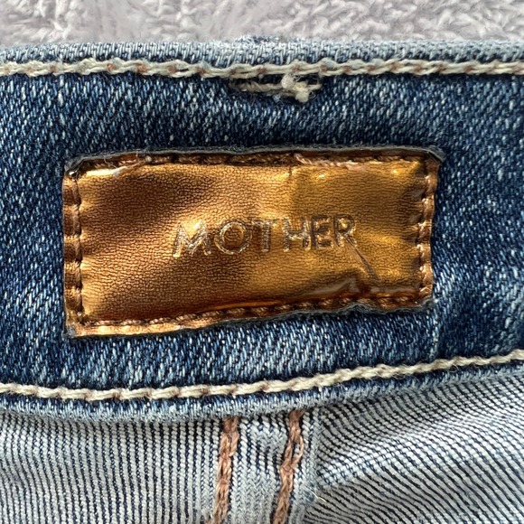 MOTHER The Insider Crop Step Fray Jeans Walking On Coals Denim Size 27 - Picture 4 of 11